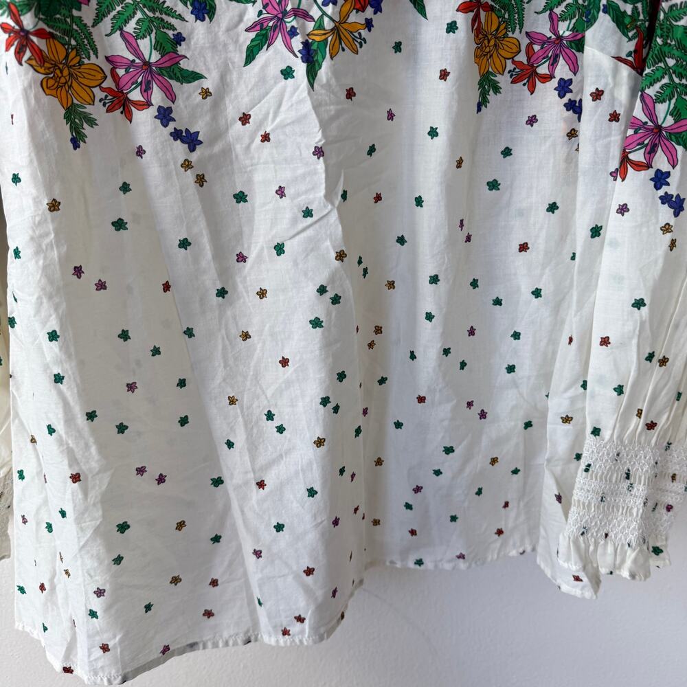 Talbots Floral white multicolored floral Boho Blouse Size 2X - Picture 5 of 9